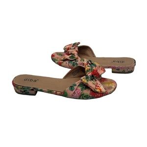 diba Pink Floral Fabric Wrapped Bow Slip On Sandal Size 7 Women’s